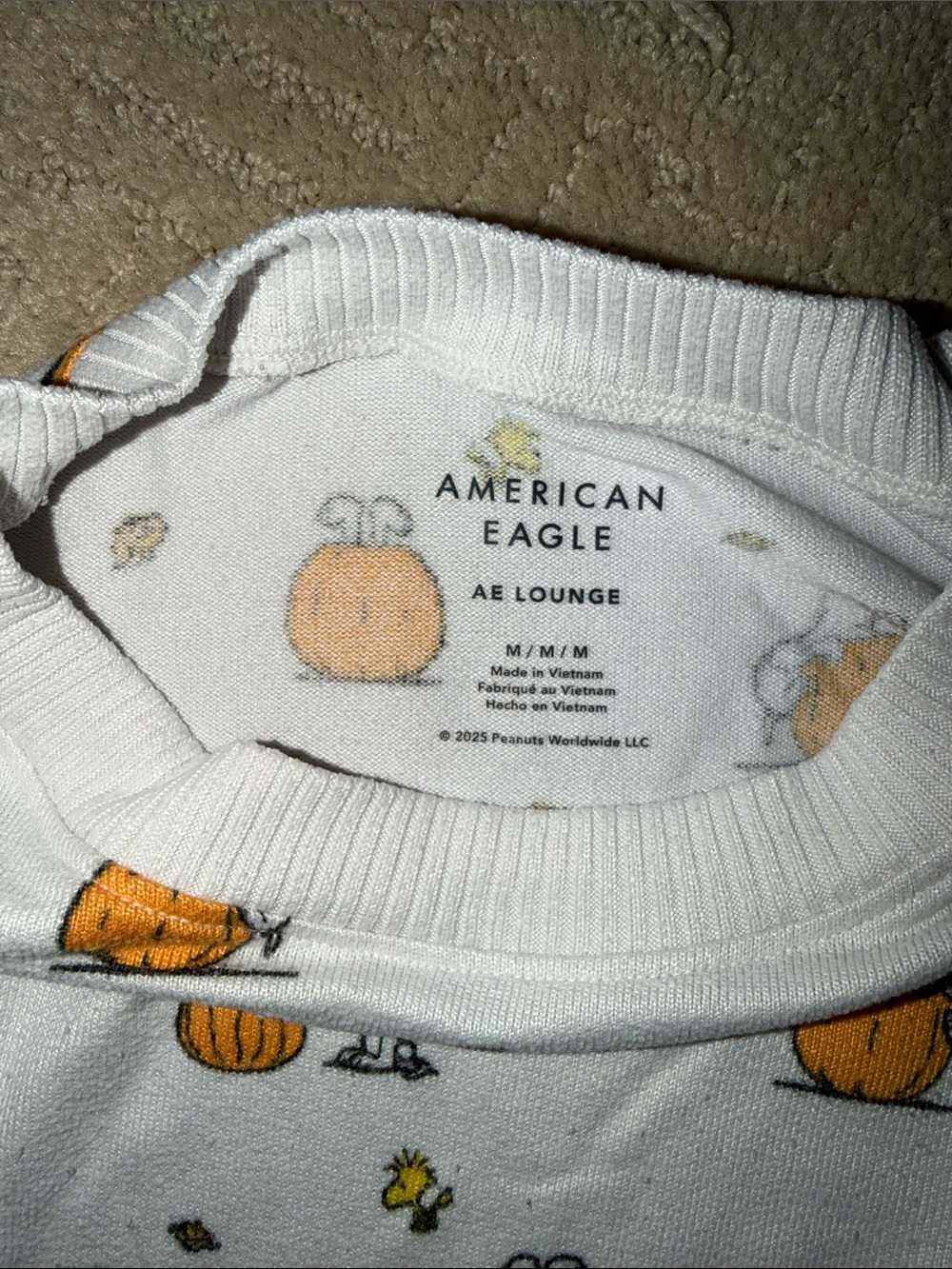 American Eagle Outfitters White Pumpkin & Snoopy Print Pajama Set - Picture 2 of 2